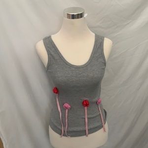 Nally and Millie gray tank top with pink flowers
